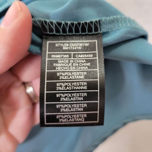 BB Dakota Teal Satin Silky Short Sleeve Chest Pocket Lounge Boxy Top Size Large - Picture 5 of 7